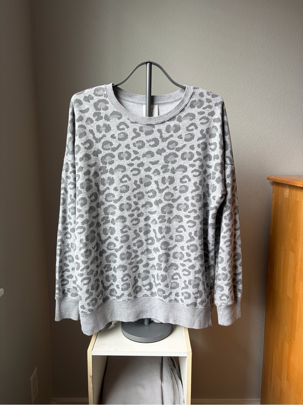 bloom Gray Leopard-Print Crewneck Sweater